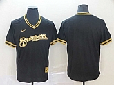 Brewers Blank Black Gold Nike Cooperstown Collection Legend V Neck Jersey (1),baseball caps,new era cap wholesale,wholesale hats